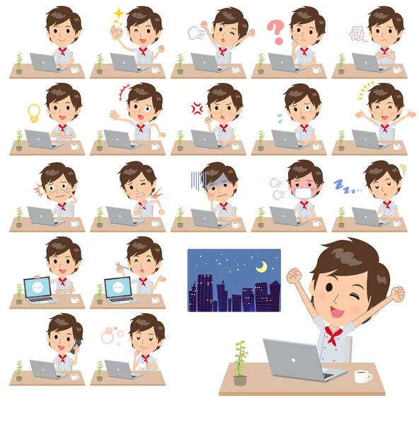 Nyugati ételeket főzni men_desk munka — Stock Vector