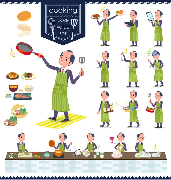 Tipo plano samurai Businessman _ cooking — Vector de stock