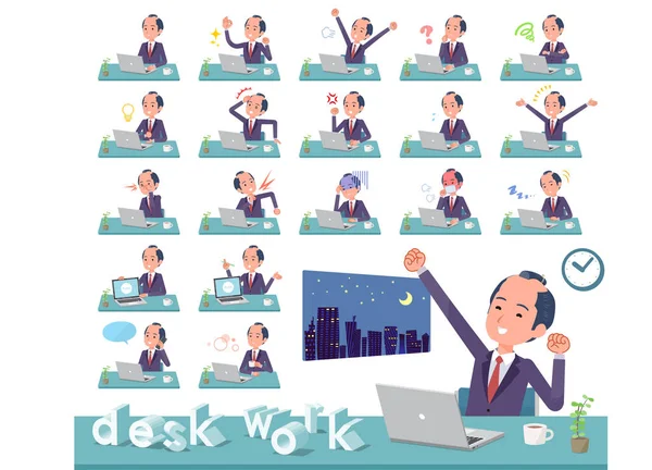 NYÁK szamuráj Businessman_desk munka — Stock Vector