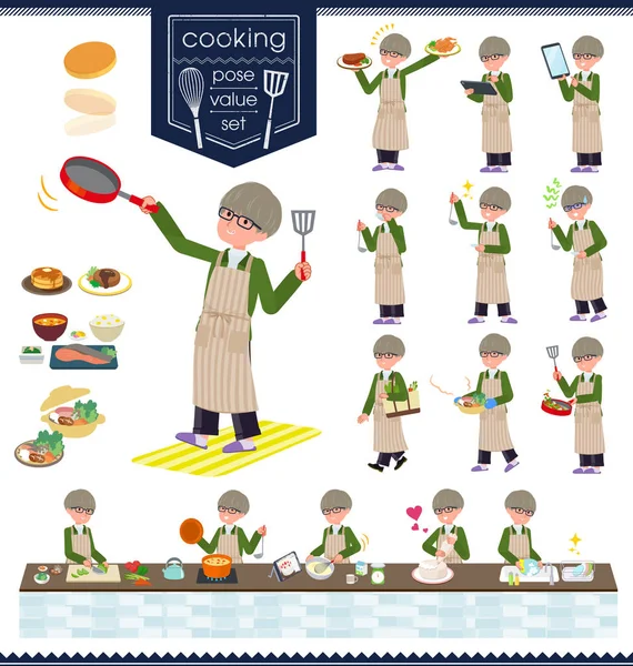 Düz tip yeşil Koç ceket man_cooking — Stok Vektör