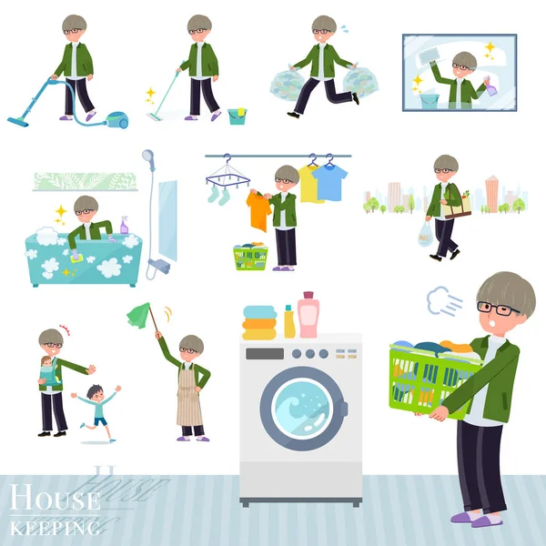 Platte type groene Coach jas man_housekeeping — Stockvector