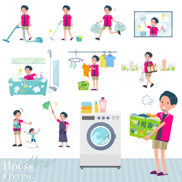 Platte type roze shirt man_housekeeping — Stockvector