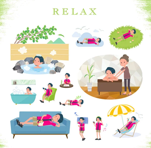 평면 타입 핑크 셔츠 man_relax — 스톡 벡터