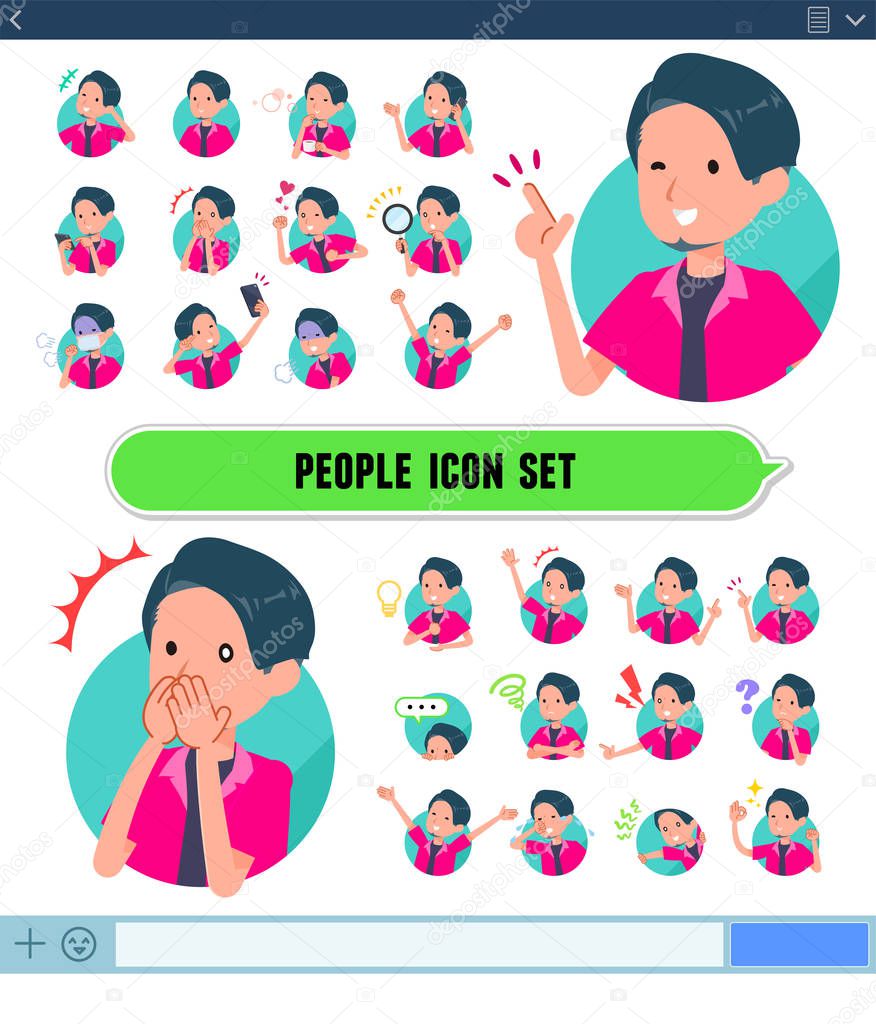 flat type pink shirt man_icon