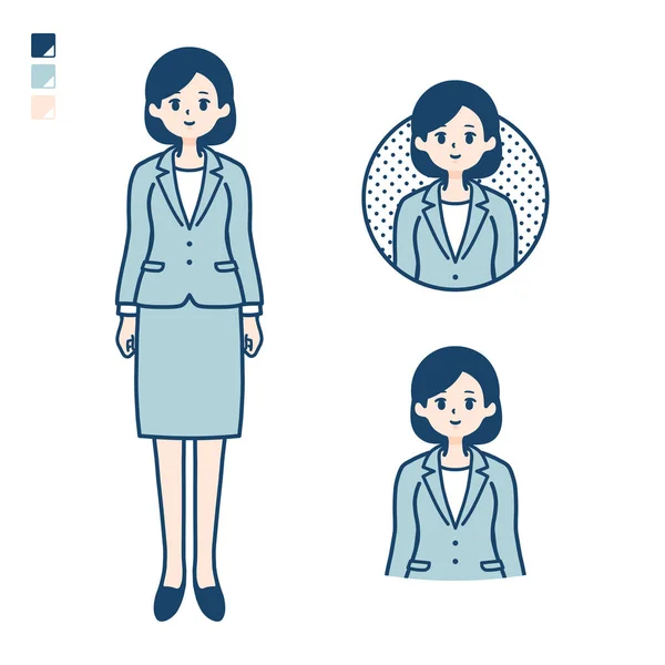Mladá Obchodní Žena Obleku Usmívajícími Obrazy — Stockový vektor