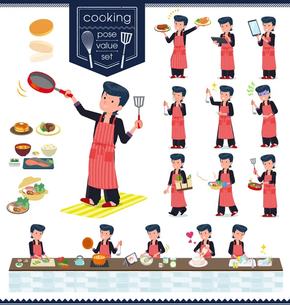 Düz tip Kötü öğrenci boy_cooking — Stok Vektör