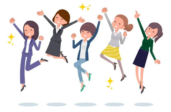 Office scene _ jump mujeres de oficina — Vector de stock