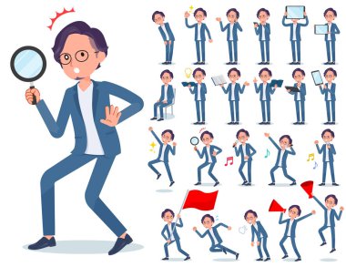 düz tip mavi takım gözlük man_Action