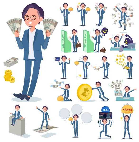 düz tip mavi takım Gözlük man_money
