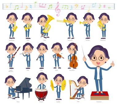 mavi takım Gözlük man_classic müzik