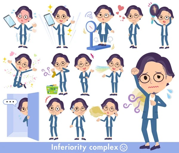 Kék öltöny szemüveg man_complex — Stock Vector