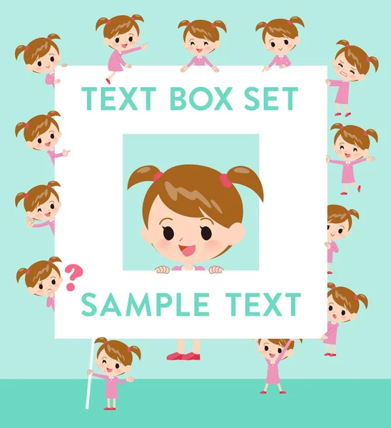 Ropa rosa girl _ text box — Vector de stock