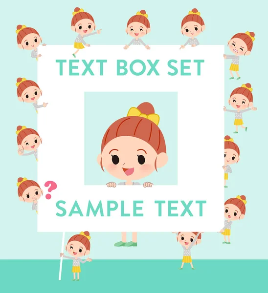 Ropa amarilla girl _ text box — Vector de stock