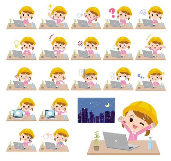 Trabajo de guardería girl _ desk — Vector de stock