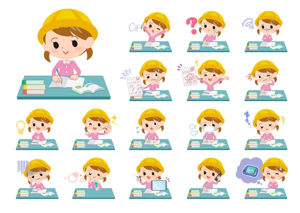 Nursery school girl_study — Stock Vector