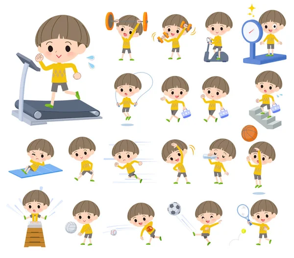 Gele kleding boy_exercise — Stockvector