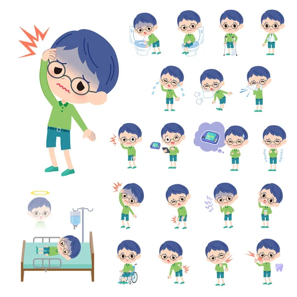 绿色服装眼镜男孩 — 图库矢量图片