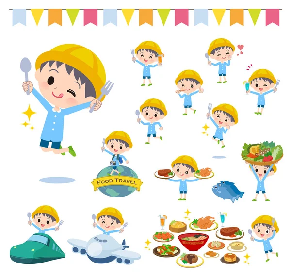 Nursery school boy_food festival — Stock Vector