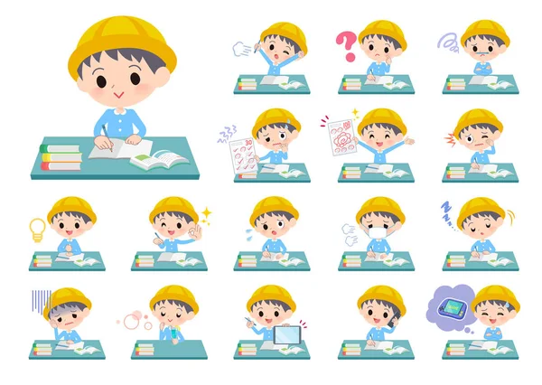 Nursery school boy_study — Stock Vector