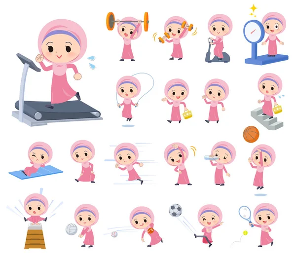 Árabe Hijab girl _ exercise — Vector de stock