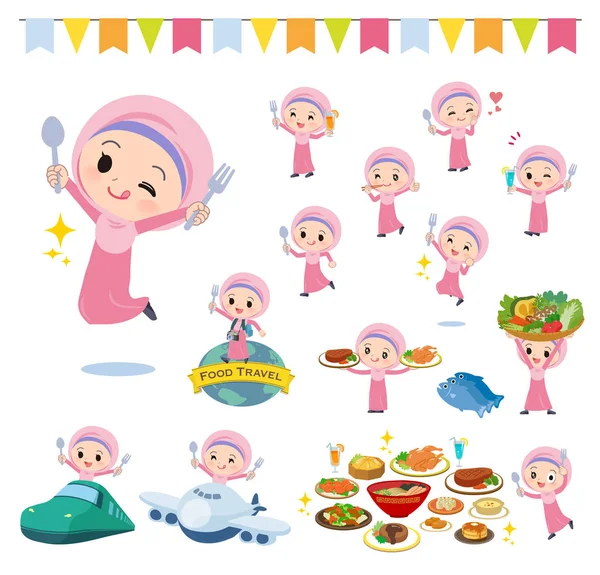 Arabische hijab girl _ food festival — Stockvektor