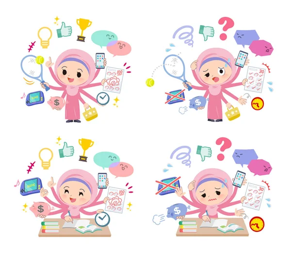 Arab Hijab girl_mulch task — Stock Vector