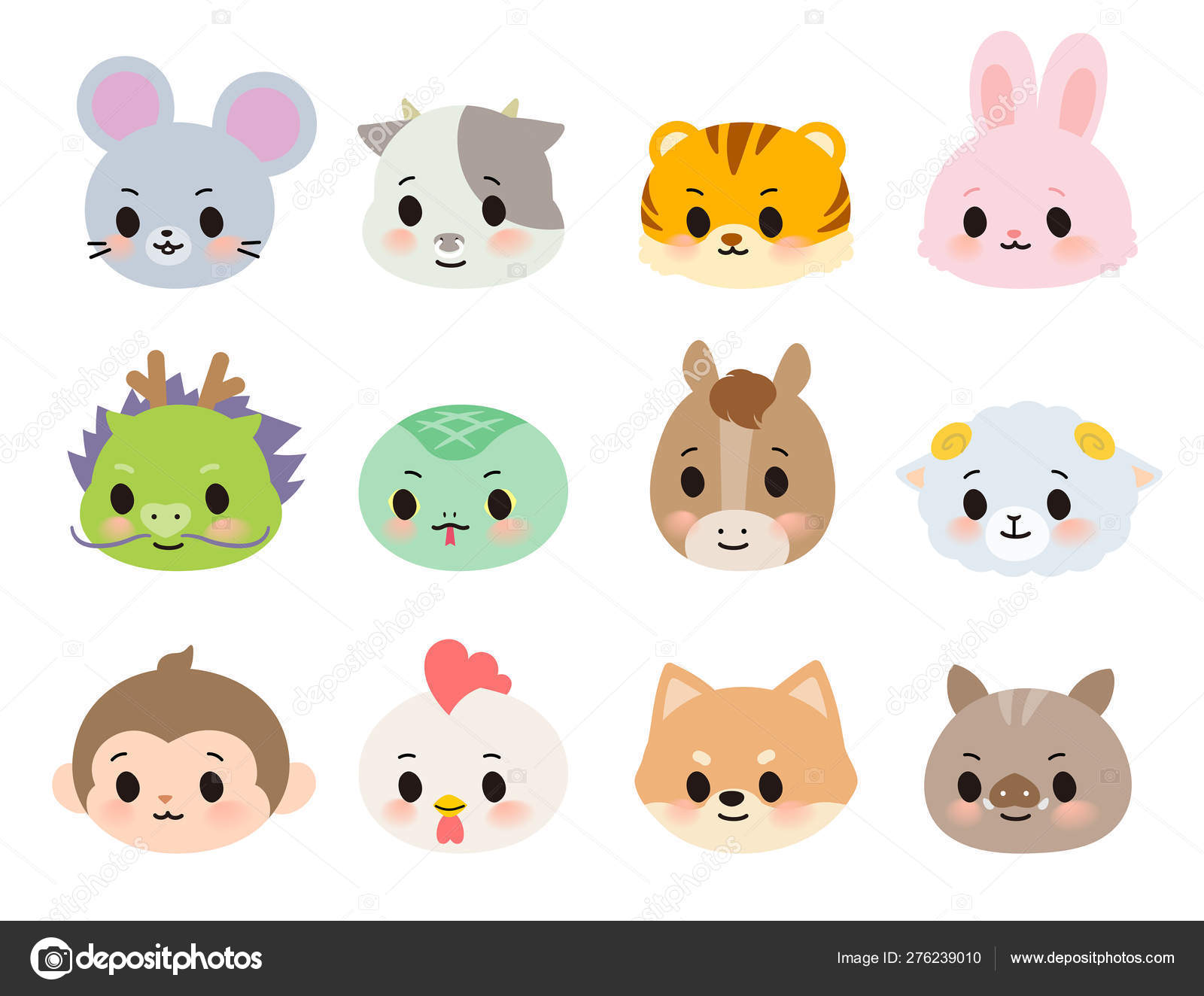 12 animals zodiac_Face Stock Vector Image by ©seijiroooooooooo #276239010