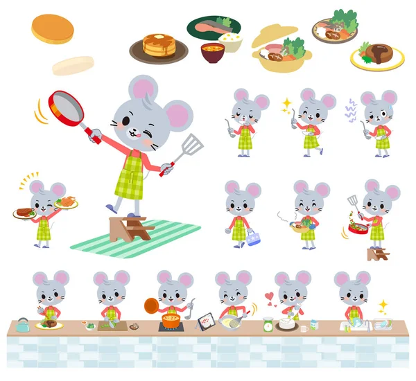 Animal mouse boy_cooking — Stock Vector