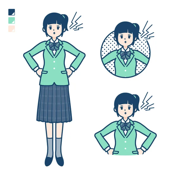 Tipo simple chica de la escuela verde Blazer _ anger — Archivo Imágenes Vectoriales