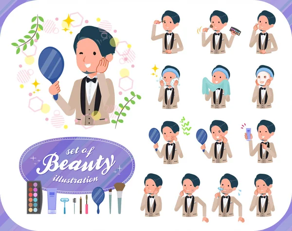 Flat type beige Tuxedo men_beauty — Stockvector