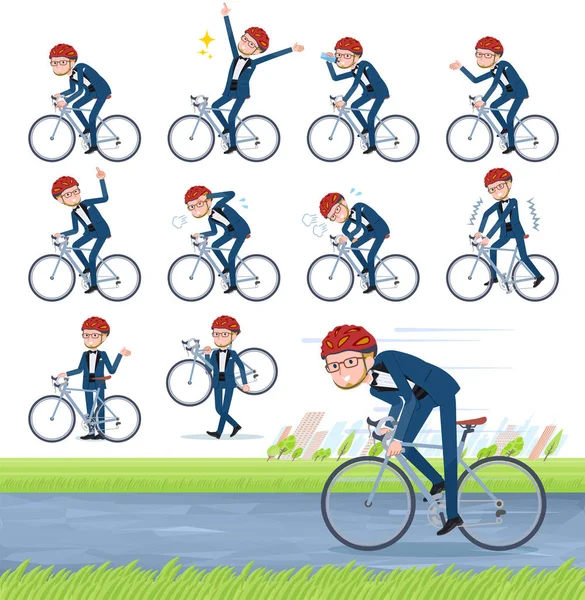 Düz tip mavi smokin men_road bisiklet — Stok Vektör
