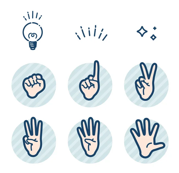 Tipo simples mão gestual _ número conjunto de sinais — Vetor de Stock
