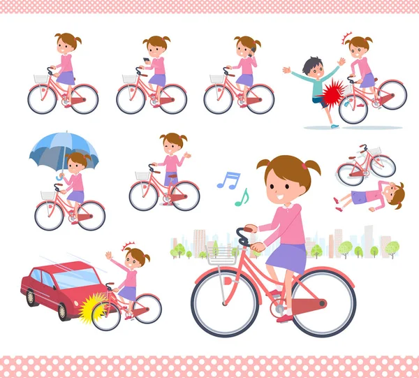 Tipo piatto Abbigliamento rosa girl _ city ciclo — Vettoriale Stock