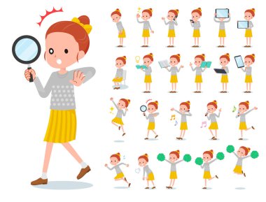 düz tip Polka nokta giysi girl_Action