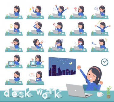 düz tip Mavi giysi kafa bandı girl_desk iş