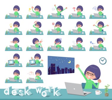 düz tip Yeşil giysi Gözlük girl_desk iş