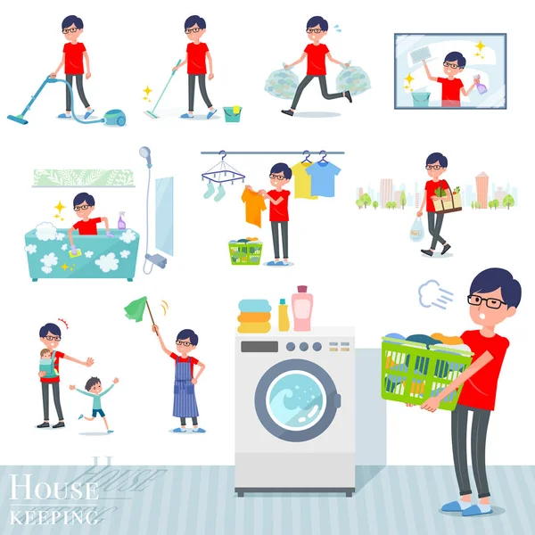 düz tip kırmızı Tshirt Gözlük men_housekeeping