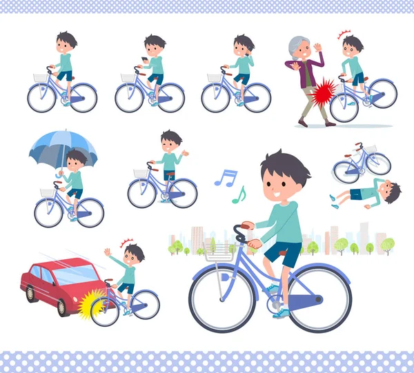 Flat type blue clothing boy_city cycle — Stock Vector