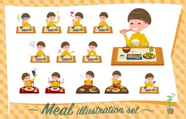 düz tip Sarı giysiler Bob saç boy_Meal