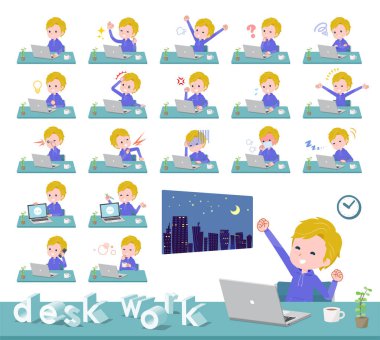 düz tip sarı saçlı çocuk White_desk iş