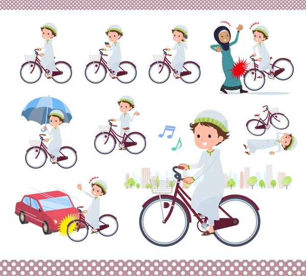 Tipo plano árabe boy _ city ciclo — Vector de stock