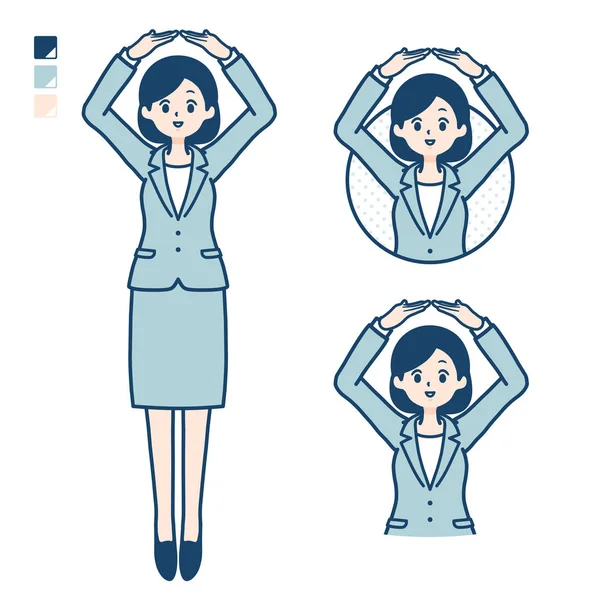 Costume simple affaires femme _ cercle avec les bras — Image vectorielle