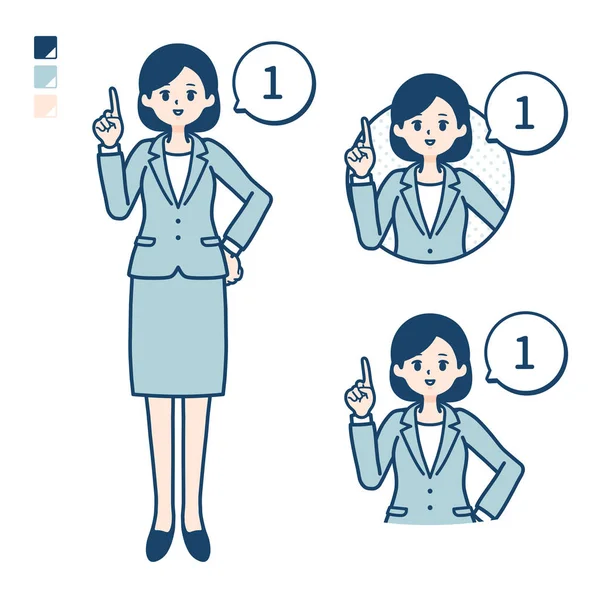 Simple suit business woman_Counting as 1 — 스톡 벡터