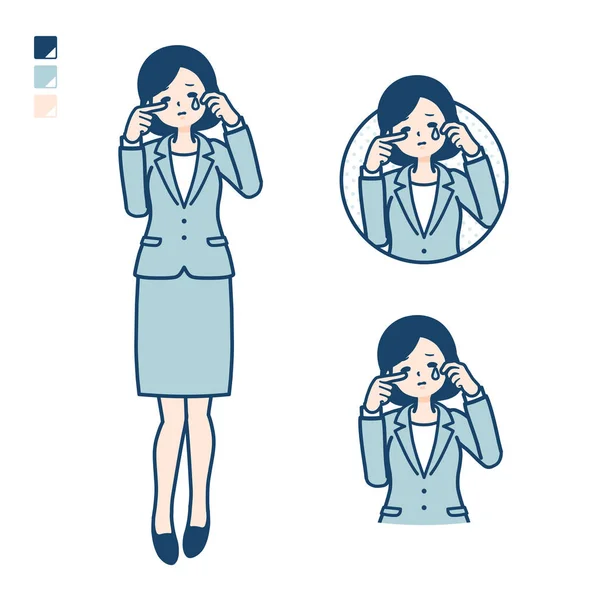 Simple suit business woman_cry — 스톡 벡터