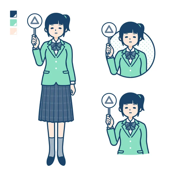 Simple school girl Green Blazer_Triangle panel — 스톡 벡터