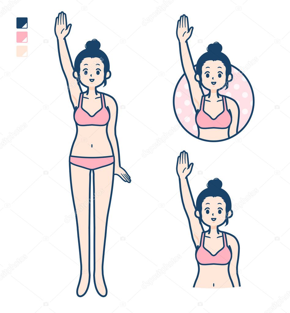 simple underwear woman_raise hand