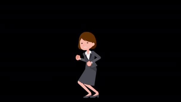 一个穿着西装的女人高兴得跳起来的场景 具有平滑运动的二维运动图解 — 图库视频影像