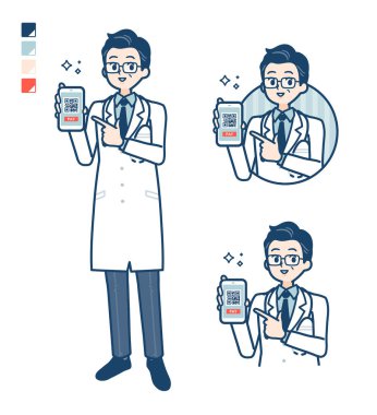 Beyaz Önlüklü Yaşlı Doktor 'un akıllı telefon görüntüleri için nakit parası yok.