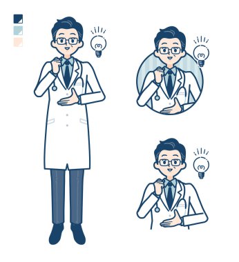 Beyaz önlüklü yaşlı doktor görüntülerle çıkageldi.