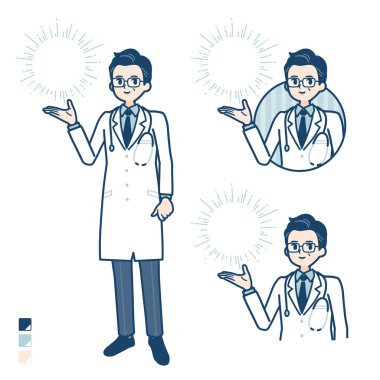 Beyaz önlüklü yaşlı doktor ışıkla oynuyor.
